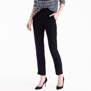 J. CREW 365 Black Easy Pant Crepe High Rise Stretch Waist Slim Straight Pants 6